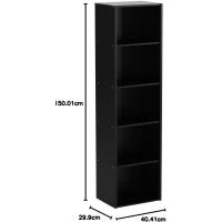 Librería de 5 estantes Armario estantería, Madera, Negro, No Aplicar - details 4
