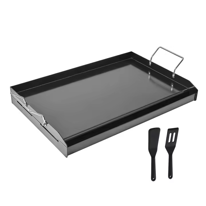SucceBuy Plancha de acero al carbono, placa rectangular plana de 24 x 16 pulgadas, plancha de gas para barbacoa, teppanyaki, utensilios de cocina portátiles con mango, ideal para acampar y asar - 1