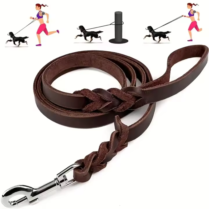 Collar de cuero con tachuelas para perro, correa de cuero adecuada para perros grandes, antimordeduras - 1