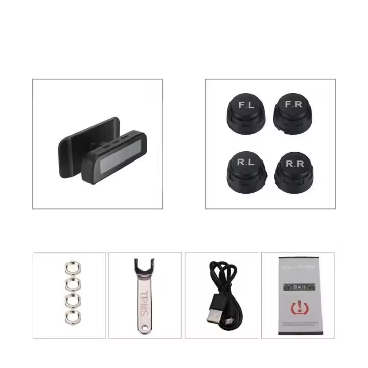 Universal 4 sensores externos reloj de energía Solar pantalla LCD TPMS sistema de supervisión de presión de neumáticos inalámbrico - 1