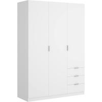 Armario ropero de 3 Puertas y 3 cajones, Gran Capacidad, Natural/Blanco, 121x184x52 cm - details 24
