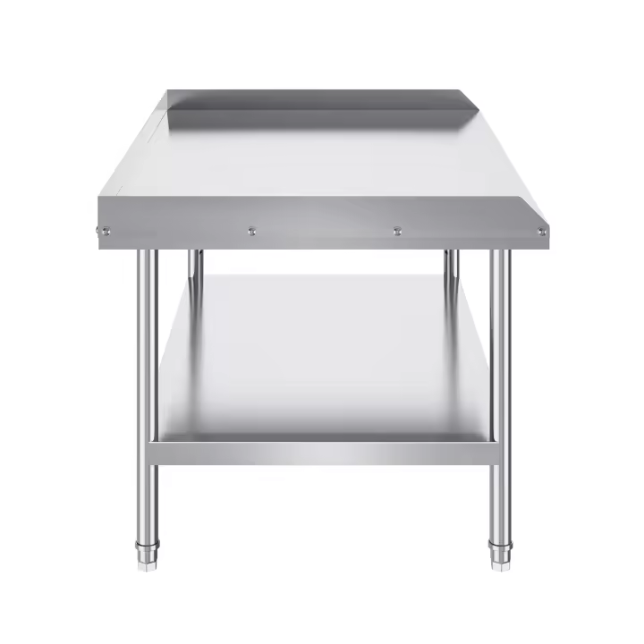 SucceBuy Mesa de trabajo de acero inoxidable de 30 x 48 x 26 pulgadas, mesa de preparación de alimentos comercial resistente con salpicadero de 3 lados. - 1