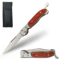 EUROXANTY Navaja Pequeña Mango Madera con Funda. Cuchillo Plegable de Bolsillo o Llavero, Navajas Montaña, Campo, Supervivencia, Caza, Pesca, Setas, Senderismo, Camping o en tu Caravana. - details 0