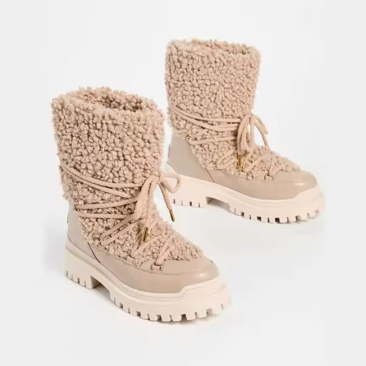 Botas de tobillo de piel sintética para mujer, botines cálidos de invierno a la moda para chicas, plataforma de fondo grueso, plantilla de poliuretano, Material de gamuza, 2024 - 1