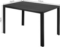 Mesa de comedor para exteriores para 6 personas, rectangular, de metal de aluminio, resistente a todo tipo de clima, mesa de patio con listones de 110x70x73 cm para terraza, patio trasero, césped y jardín - details 3