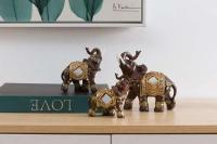 Escultura de estatua de Animal, Feng Shui de la suerte, accesorios de decoración del hogar, adornos de elefante de resina para oficina - details 9