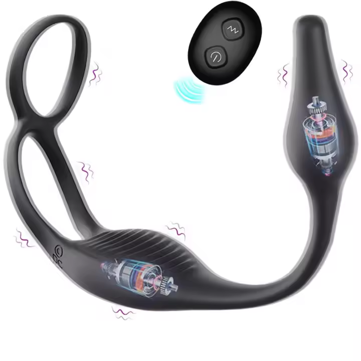 3 en 1 masajero de próstata vibrando anillo de polla enchufe anal con mini bala estimulador de la piel control remoto juguetes sexuales masculinos 18+ - 1
