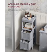 Madera Armario para baño Armario de almacenaje Botiquín Mesita de Noche Rinconera 2 Cajones Blanco - details 19