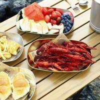 Plato de aperitivos de acero inoxidable 304, platos irrompibles de estilo coreano para servir comida, plato de barbacoa ovalado resistente a caídas, patatas fritas - details 4