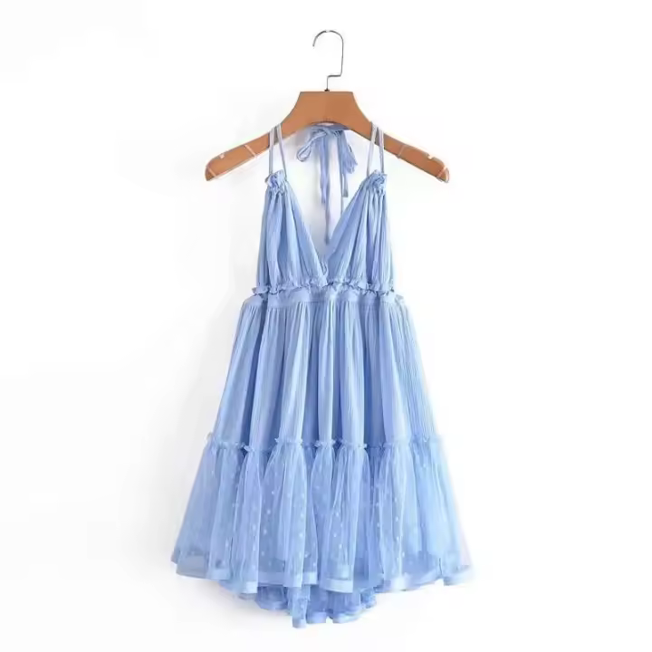 Camisola y cuello en V de verano con retazos sin espalda, vestidos de noche para mujer - 1