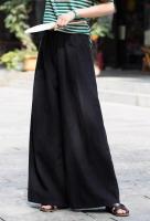 Pantalones de pierna ancha sueltos con cintura elástica de lino para mujer moda coreana informal 2025 - details 14