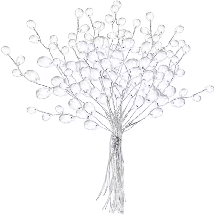 Ramos de ramitas blancas DIY para el hogar Tiara nupcial gota de agua decoración artesanal flor de cristal ramas de brotes de cristal ramo Artificial - 1