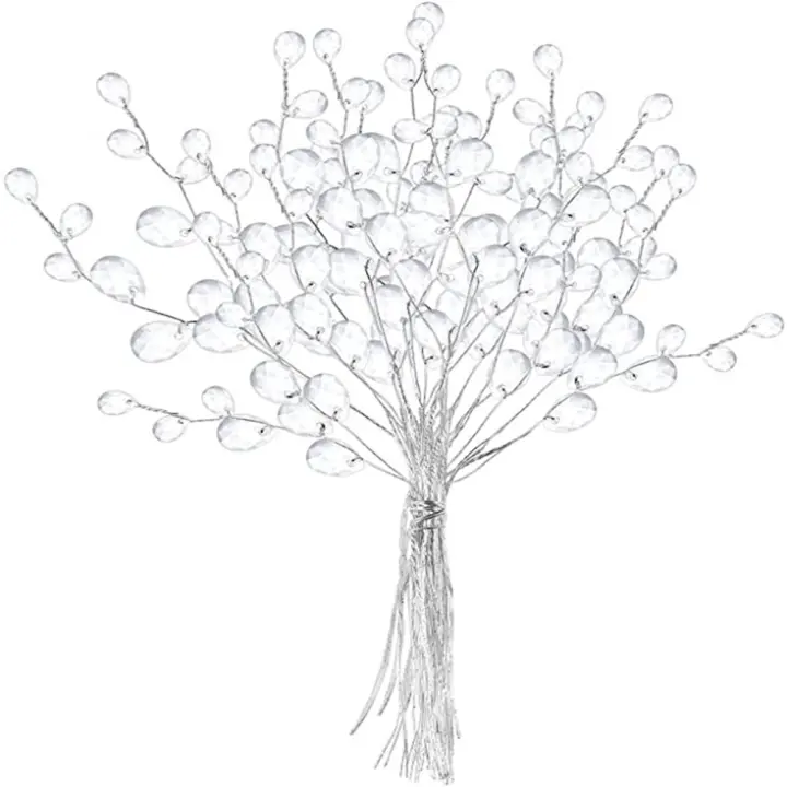 Ramos de ramitas blancas DIY para el hogar Tiara nupcial gota de agua decoración artesanal flor de cristal ramas de brotes de cristal ramo Artificial - 1