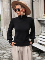 Suéter de cuello alto con botones para mujer, Jersey de punto suave, Vintage, color blanco, otoño e invierno, novedad de 2023 - details 2