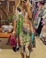 Vestido Midi Casual con Cuello en V Estampado de Leopardo para Mujeres Manga Corta Moda de Verano - details 6