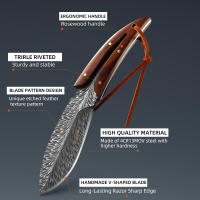 Cuchillo de Acero Inoxidable de Patrón de Pluma Cuchillo de Chef para Carne, Verduras, Frutas - details 2