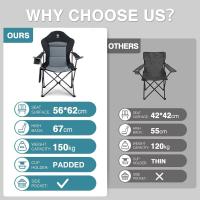 Silla Camping 150kg Alta Silla Plegable Camping Acolchada Resistente Sillas Jardin Respaldo Silla Playa Plegable Alto con Bolsillo y Portavasos Sillas Terraza Exterior Silla Director - details 6