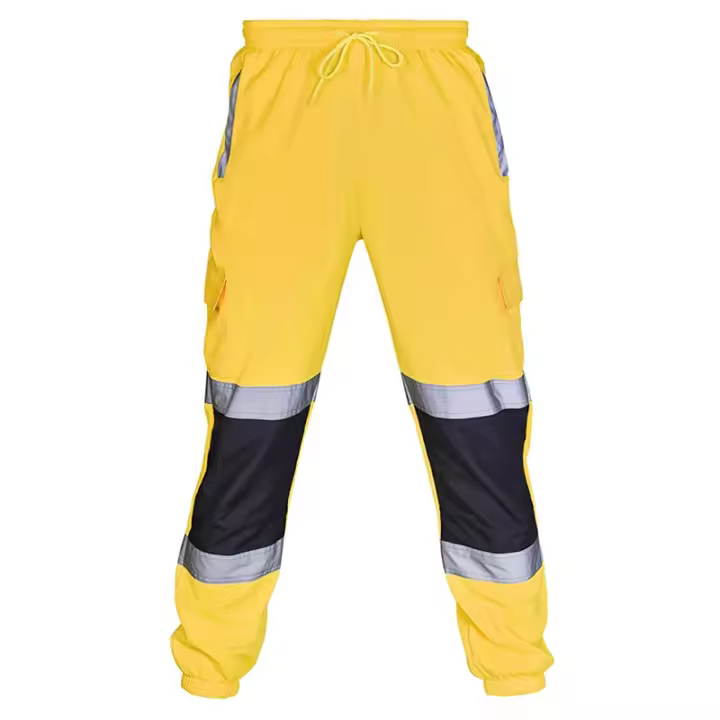 Pantalones Cargo informales elásticos de cintura media con rayas reflectantes para hombre, pantalones con bandas en el tobillo, ropa de trabajo - 1