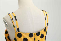Vestido midi retro de fiesta con estampado de lunares, tirantes finos y cinturón para mujer - details 20