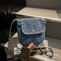 Bolso de lona vaquero informal Y2K, bolso Vintage de gran capacidad estilo callejero, bolso de compras, bolso cruzado sólido de Color sólido para mujeres y hombres - details 10