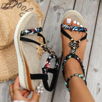 Sandalias de cuña de gran tamaño para mujer, novedad de verano 2025, sandalias romanas informales de playa con banda elástica y suela gruesa para mujer - details 7