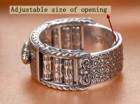 Anillo de Plata Esterlina S925 Diseño de Cilindro Giratorio con Mantra de Corazón Sutra - details 5