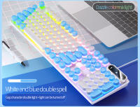 Teclado de máquina de escribir para juegos, periféricos redondos de 104 teclas con cable, Color a juego, retroiluminado, para ordenador de escritorio y portátil - details 9