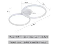 GOECO-Lámpara LED de Techo Doble Redonda de Aluminio, Lámpara Moderna de 36W-54x30x30 CM-4000K, Luz Neutra blanca, Iluminación Interio - details 0