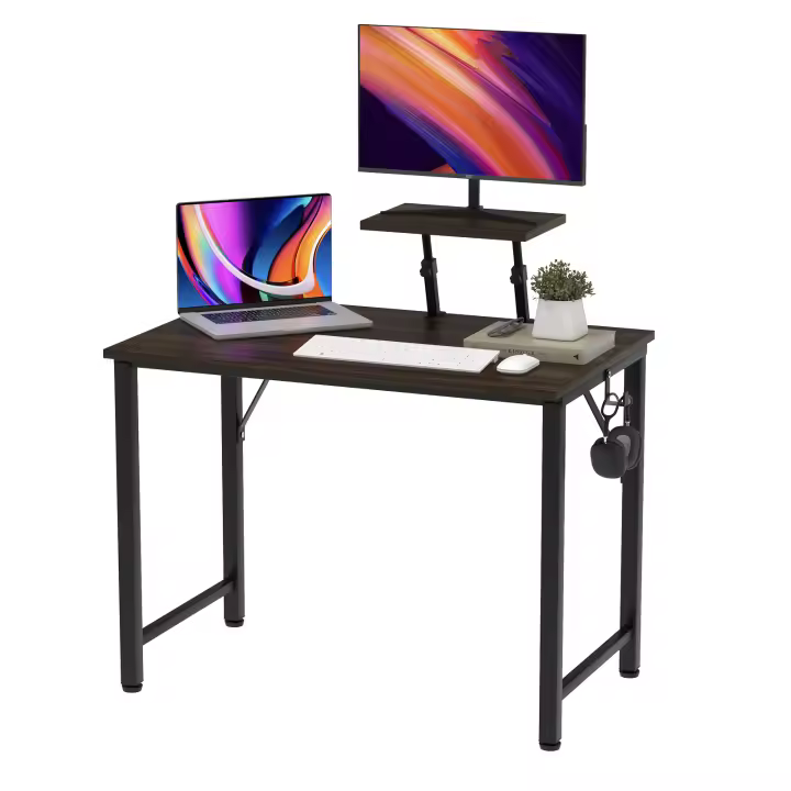 Rcynview Escritorio con Elevación y Soporte Superficie Texturada de Fibra de Carbono - 1
