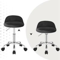Silla de Oficina de Cuero Sintético Silla de Escritorio sin Brazos Taburete Giratorio para Sala de Masaje SPA Taburete de Tocador Blanco - details 37