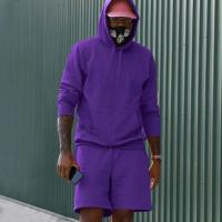 Conjunto de sudadera y pantalón corto de color sólido para hombre, informal y a la moda - details 2