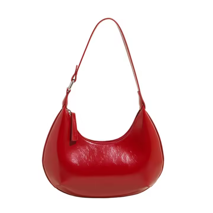 Bandolera de cuero de Pu de Color sólido, bolso Hobo de gran capacidad con forma de luna para mujer, bolso Hobo de estilo coreano para chica - 1