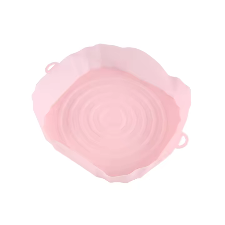 Bandeja de horno para freidoras de aire, cesta de pollo frito, esterilla, olla de silicona redonda, reemplaza la parrilla, color rosa, 20Cm - 1