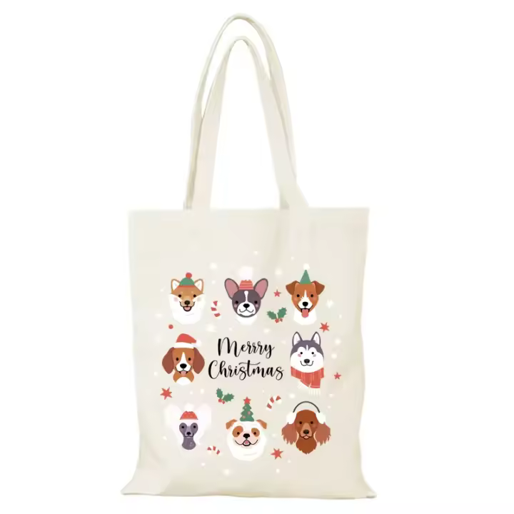 Feliz Navidad bolso de mujer regalo de Año Nuevo bolso de mano para hombre bolsos de dibujos animados para mujer bolsos de señora Eco Shopper tela compras de lona - 1