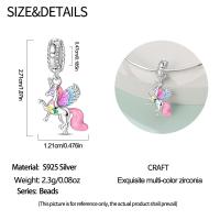 Encanto de Flamenco y Unicornio de Plata Esterlina 925 Joyería de Pulsera Original DIY para Mujeres - details 54