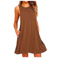 Vestido Casual De Verano Para Mujer Vestido De Playa Sin Mangas Con Bolsillos A-Line Hasta La Rodilla Vestido Suelto Para Fiesta - details 3