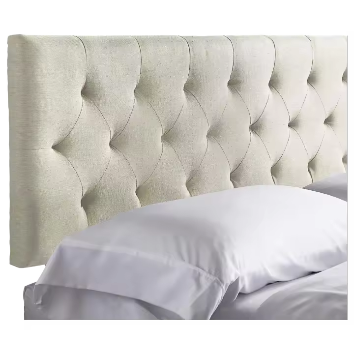 Cabecero tapizado – Cabecero de cama doble – Altura ajustable de 85 a 115 cm, capitoné de diamantes, perla/blanco - 1