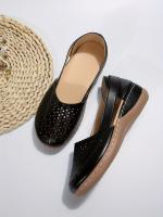 Women Retro Hollow Out Design Wedge Sandals Breathable Slip On Platform Sandals Comfortable Walking Shoes - details 8