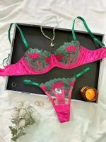 Conjunto de sujetador de encaje Floral, lencería elegante, ropa interior de lujo bien llamativa, conjuntos exóticos de encaje fino de Hada erótica Sexy, sujetador transparente - details 7