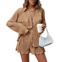 Conjunto de Pantalones Cortos Sueltos Informales para Mujer Traje Elegante de Dos Piezas Color Liso - details 10