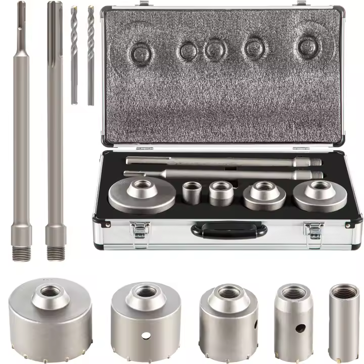 SucceBuy Kit de sierra perforadora para hormigón, juego de cortador de agujeros para pared SDS Plus/Max de 30-100 mm con varilla de 11,8 pulgadas para ladrillo, hormigón, piedra y mampostería - 1