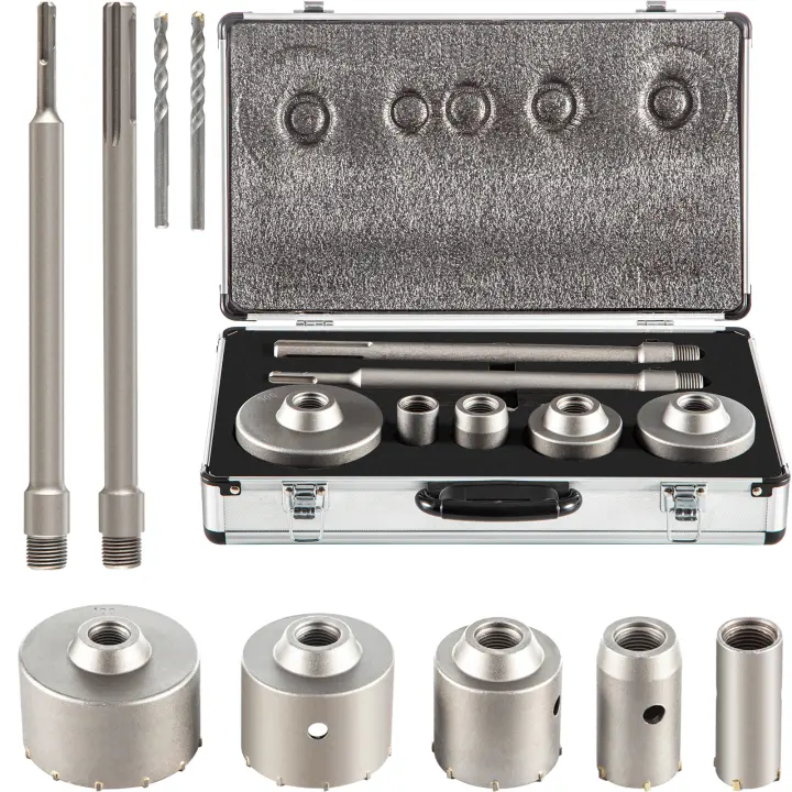 SucceBuy Kit de sierra perforadora para hormigón, juego de cortador de agujeros para pared SDS Plus/Max de 30-100 mm con varilla de 11,8 pulgadas para ladrillo, hormigón, piedra y mampostería - 1