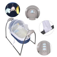 Cuna mecedora portátil para recién nacido, cuna automática, color rosa, azul y gris - details 2