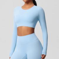 Traje de Yoga de manga larga ajustado con almohadilla para el pecho, Top corto deportivo de manga larga para mujer, Pilates, correr - details 19