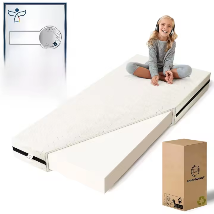 Infantil 90x190 12cm - Colchones para Niños - Núcleo de Espuma Fría H2 Transpirable y Funda Anti-Alérgica Lavable - Colchón Rollable Doble Cara Oeko Tex 100 - 1