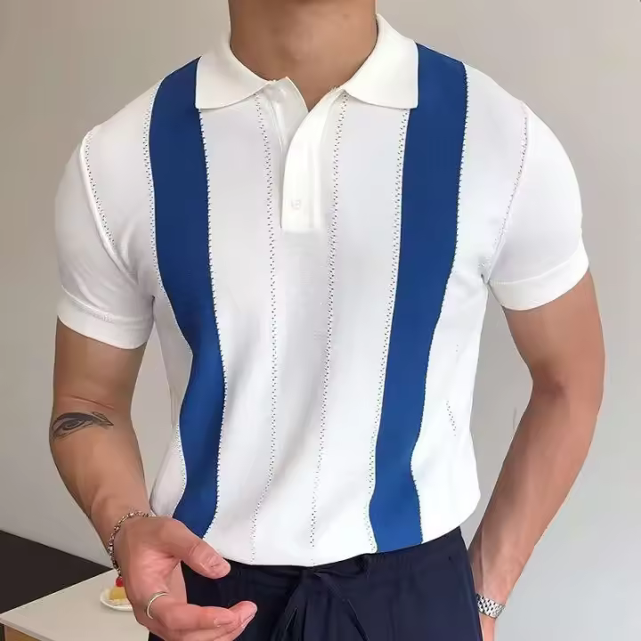 Ropa de verano para hombre, pantalón corto informal, polo de manga corta, camiseta de punto, camiseta transpirable con botón de solapa, M-3XL lujosa y - 1