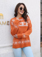Suéter de punto de Navidad para mujer, suéter Vintage, alce de copo de nieve, prendas de punto sueltas, Tops nuevos, Otoño e Invierno - details 6