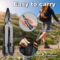 [Alicates multiherramienta 13 en 1] Alicates multiherramienta compactos 13 en 1 - Herramienta plegable portátil de acero inoxidable - Kit de supervivencia al aire libre, camping, pesca, caza con bolsa de transporte - details 1