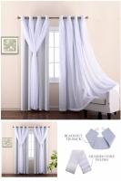 RYB-cortinas transparentes y opacas con lazo para el hogar, ojal de bloqueo, combinación de mezcla, gasa triturada elegante, para dormitorio y sala de estar - details 5