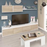 Comedor, Modelo LC, Acabado en Color Blanco Artik y Roble Canadiense, Medidas - details 1